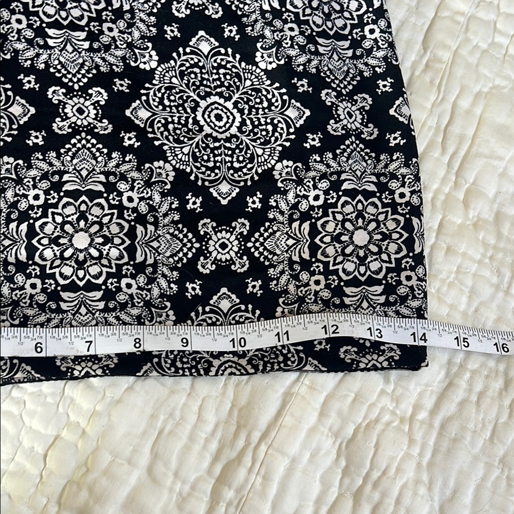 Elegant Black & White Patterned wide leg pant elastic waist belted beach travel - Picture 9 of 12